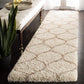 Ivory Beige Ogee Trellis Microfiber Shaggy Rug