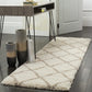 Ivory Beige Diamond Trellis Microfiber Shaggy Rug