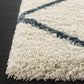 Ivory Blue Diamond Trellis Microfiber Shaggy Rug