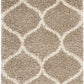 Beige Ivory Ogee Trellis Microfiber Shaggy Rug