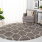 Grey Ivory Ogee Trellis Microfiber Shaggy Rug