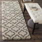 Grey Ivory Moroccan Microfiber Shaggy Rug