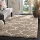 Beige Ivory Ogee Trellis Microfiber Shaggy Rug