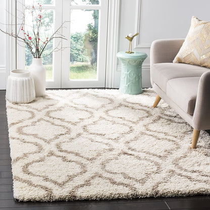 Ivory Beige Moroccan Microfiber Shaggy Rug