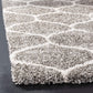 Grey Ivory Ogee Trellis Microfiber Shaggy Rug