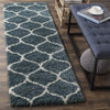 Blue Ivory Ogee Trellis Microfiber Shaggy Rug