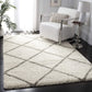 Ivory Grey Diamond Trellis Microfiber Shaggy Rug