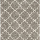 Grey Ivory Moroccan Trellis Microfiber Shaggy Rug