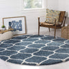 Blue Ivory Ogee Trellis Microfiber Shaggy Rug