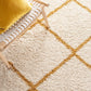 Ivory Yellow Diamond Trellis Microfiber Shaggy Rug