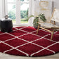 Red Ivory Diamond Trellis Microfiber Shaggy Rug