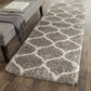 Grey Ivory Ogee Trellis Microfiber Shaggy Rug