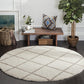 Ivory Beige Diamond Trellis Microfiber Shaggy Rug