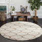 Ivory Beige Ogee Trellis Microfiber Shaggy Rug