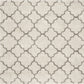 Ivory Grey Moroccan Trellis Microfiber Shaggy Rug