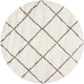 Ivory Grey Diamond Trellis Microfiber Shaggy Rug