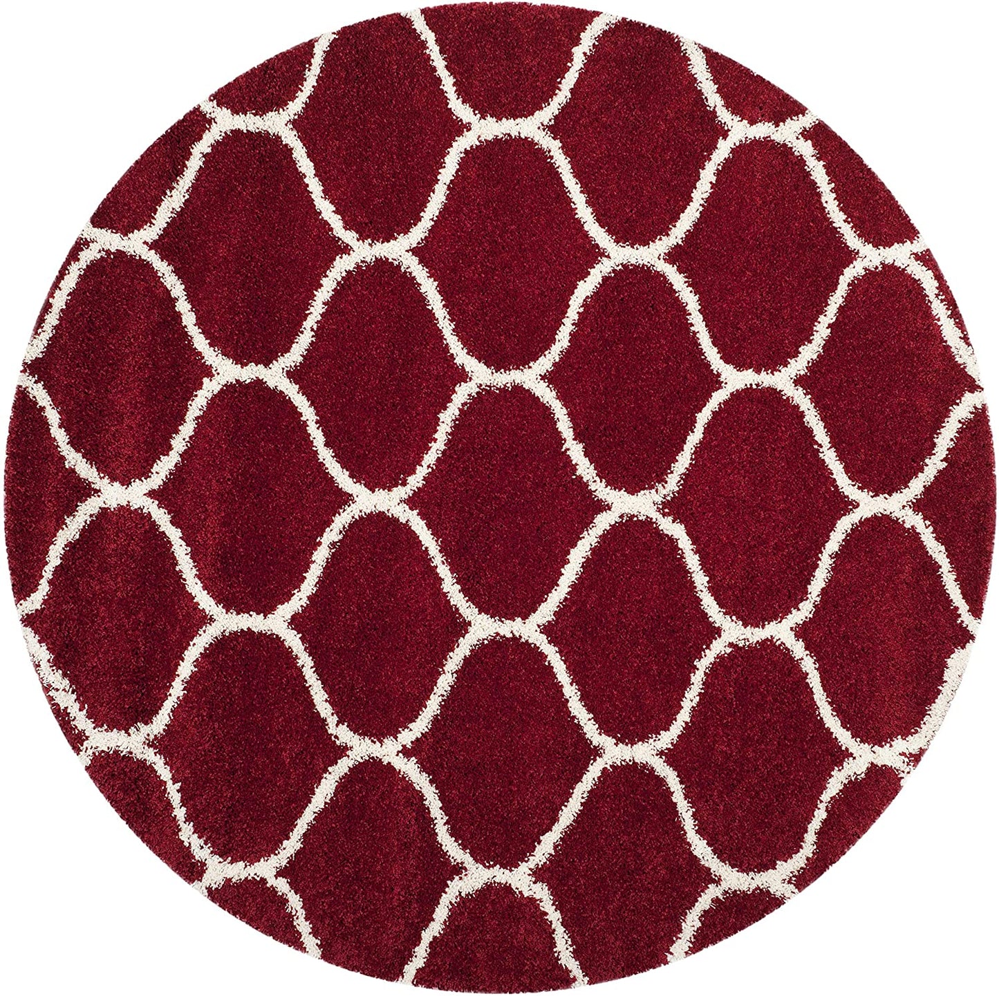 Red Ivory Ogee Trellis Microfiber Shaggy Rug