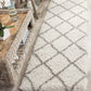 Ivory Grey Diamond Trellis Microfiber Shaggy Rug