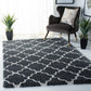 Dark Grey Ivory Moroccan Trellis Microfiber Shaggy Rug