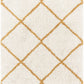 Ivory Yellow Diamond Trellis Microfiber Shaggy Rug