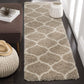 Beige Ivory Ogee Trellis Microfiber Shaggy Rug