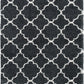 Dark Grey Ivory Moroccan Trellis Microfiber Shaggy Rug