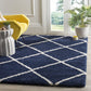 Blue Ivory Diamond Trellis Microfiber Shaggy Rug