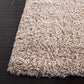 Beige Solid Microfiber Shaggy Rug