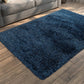 Blue Solid Microfiber&Silk Shaggy Rug