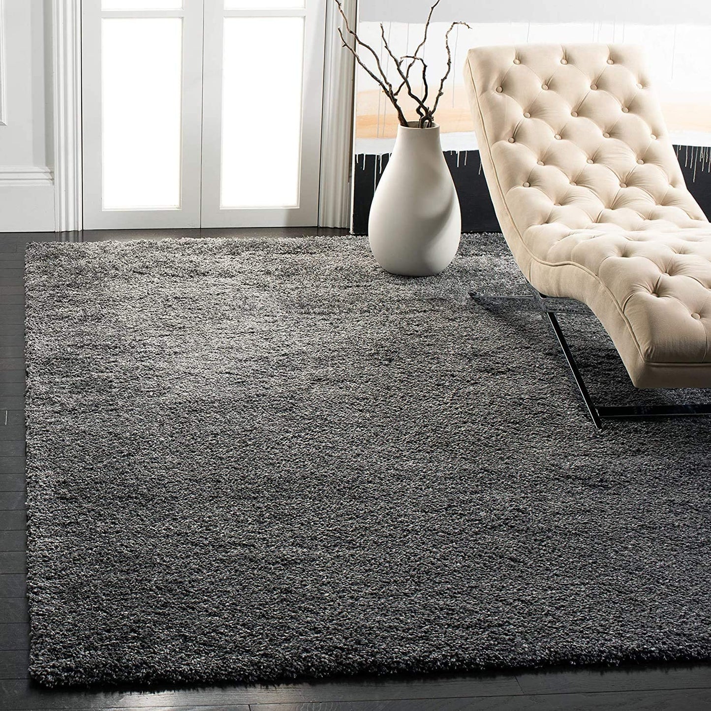 Grey Fluffy Rug