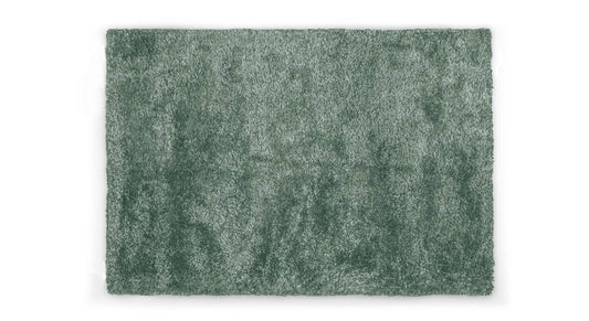 Green Solid Microfiber&Silk Shaggy Rug