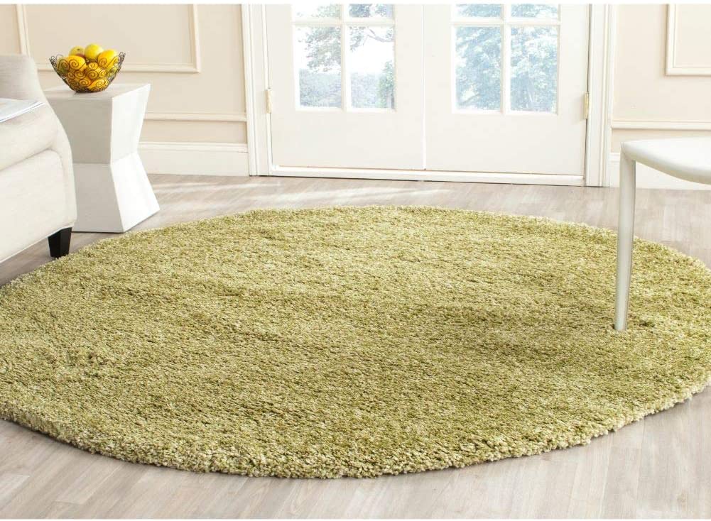 Green Solid Microfiber Shaggy Rug