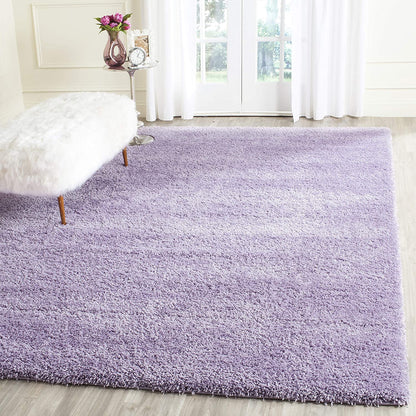 Lilac Solid Microfiber Shaggy Rug