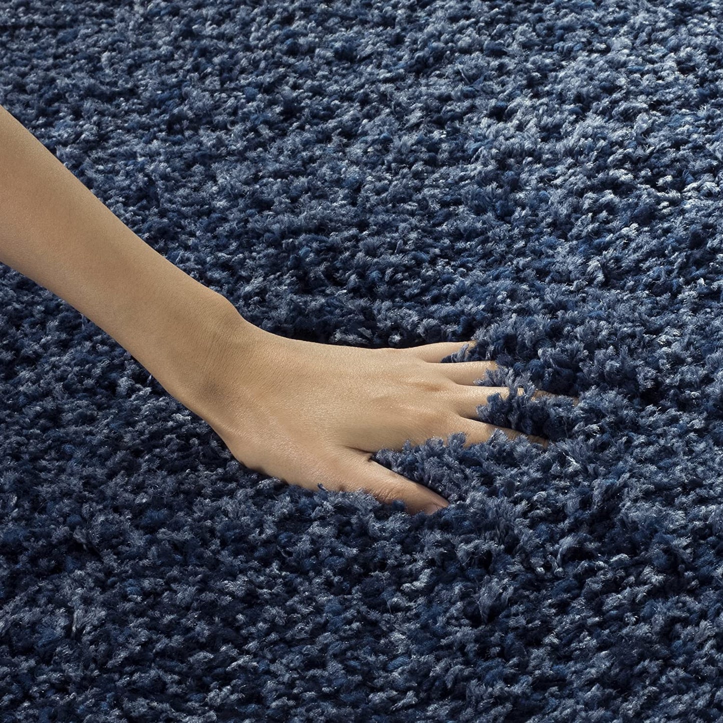 Navy Solid Microfiber Shaggy Rug