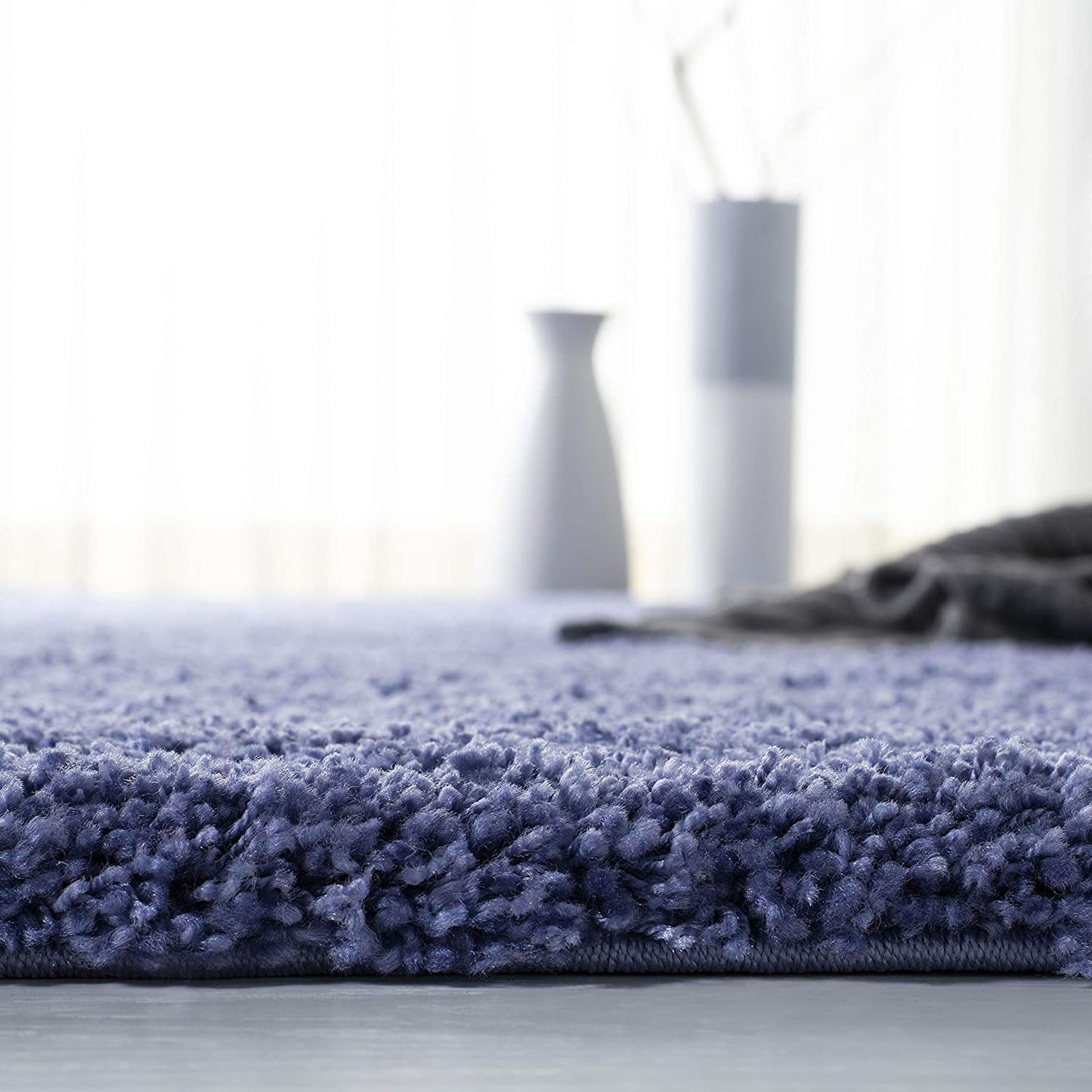 Periwinkle Solid Microfiber Shaggy Rug