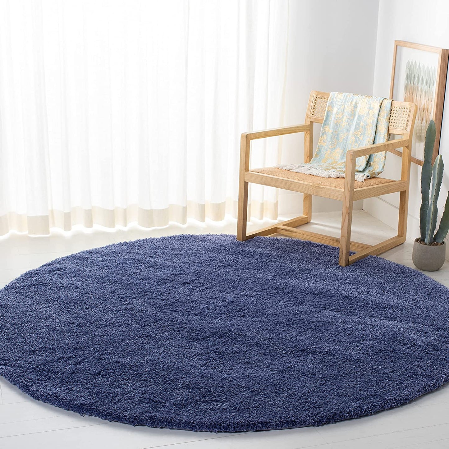 Periwinkle Solid Microfiber Shaggy Rug