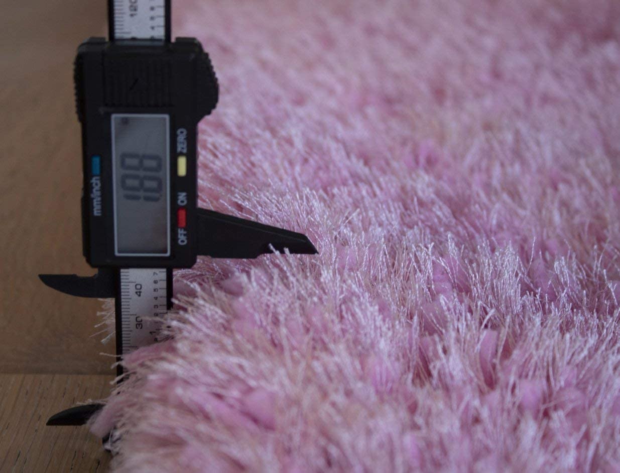 Pink Solid Microfiber&Silk Shaggy Rug