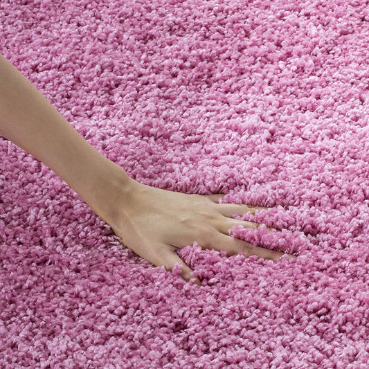 Pink Solid Microfiber Shaggy Rug