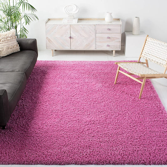 Pink Solid Microfiber Shaggy Rug