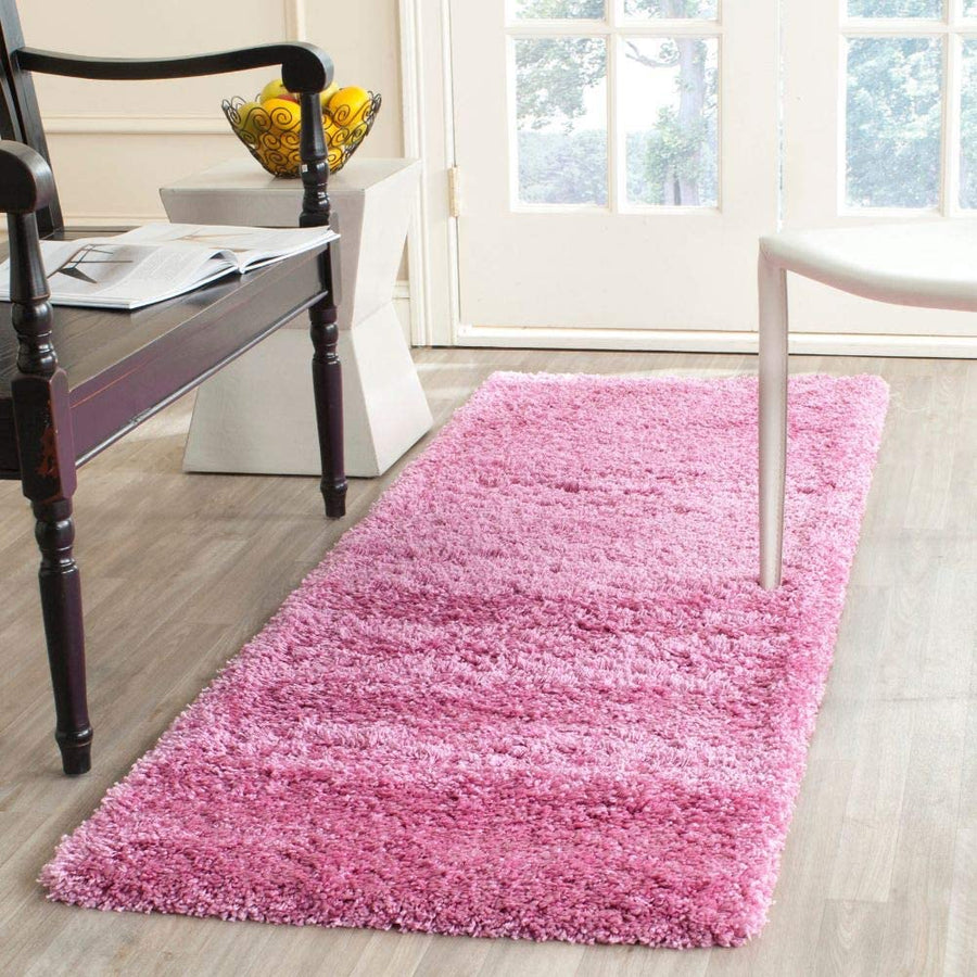 Pink Solid Microfiber Shaggy Rug