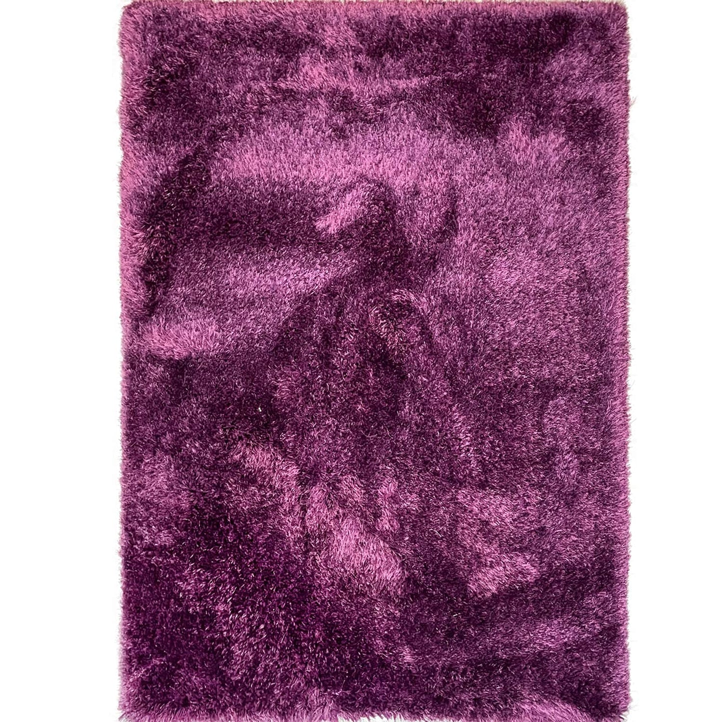 Purple Solid Microfiber&Silk Shaggy Rug