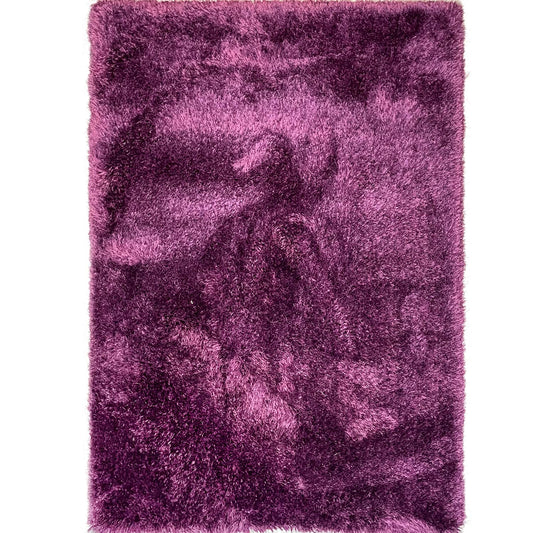 Purple Solid Microfiber&Silk Shaggy Rug