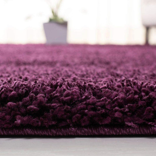 Purple Solid Microfiber Shaggy Rug