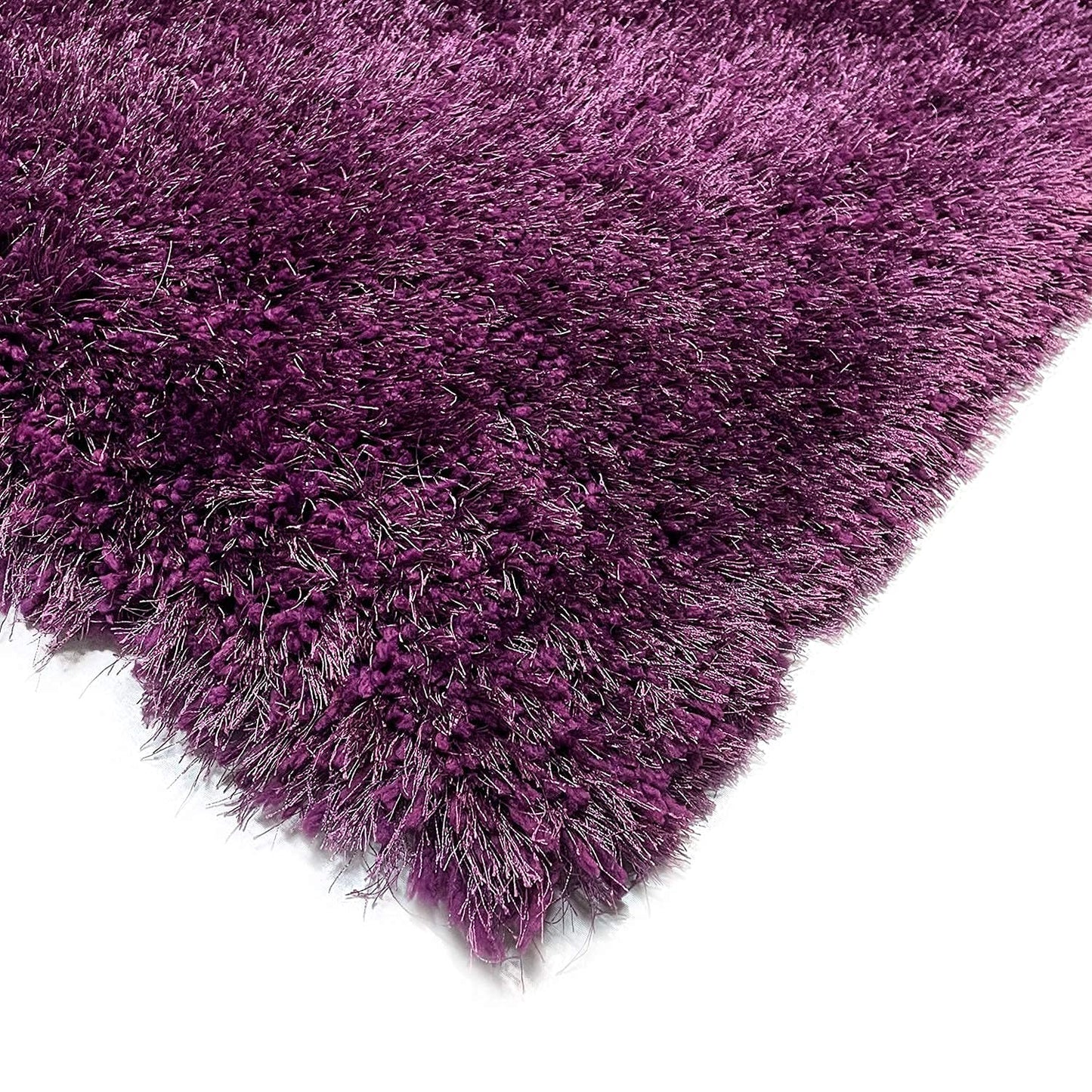 Purple Solid Microfiber&Silk Shaggy Rug