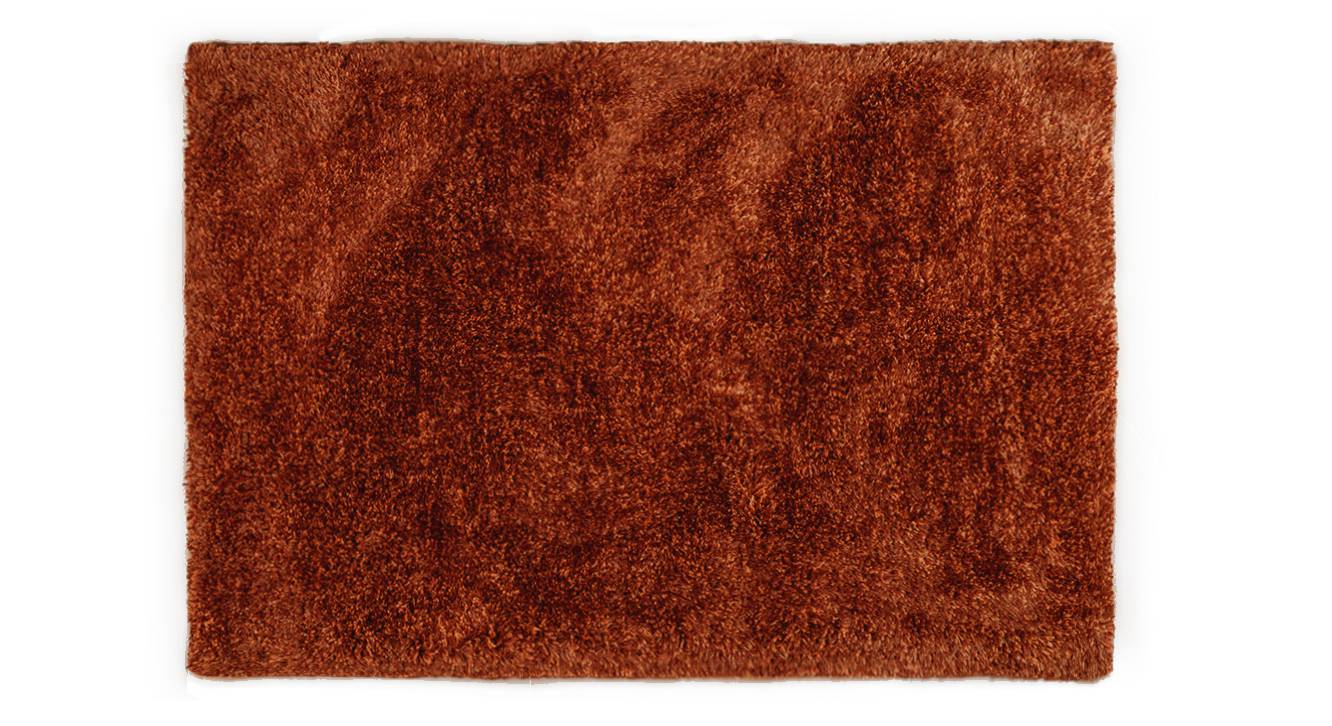 Rust Solid Microfiber&Silk Shaggy Rug