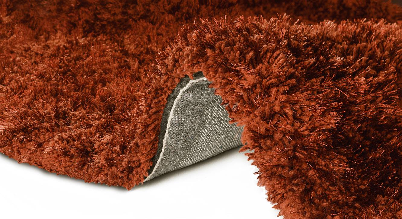 Rust Solid Microfiber&Silk Shaggy Rug