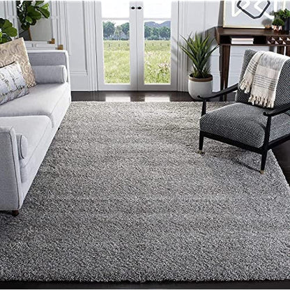 Silver Solid Microfiber Shaggy Rug