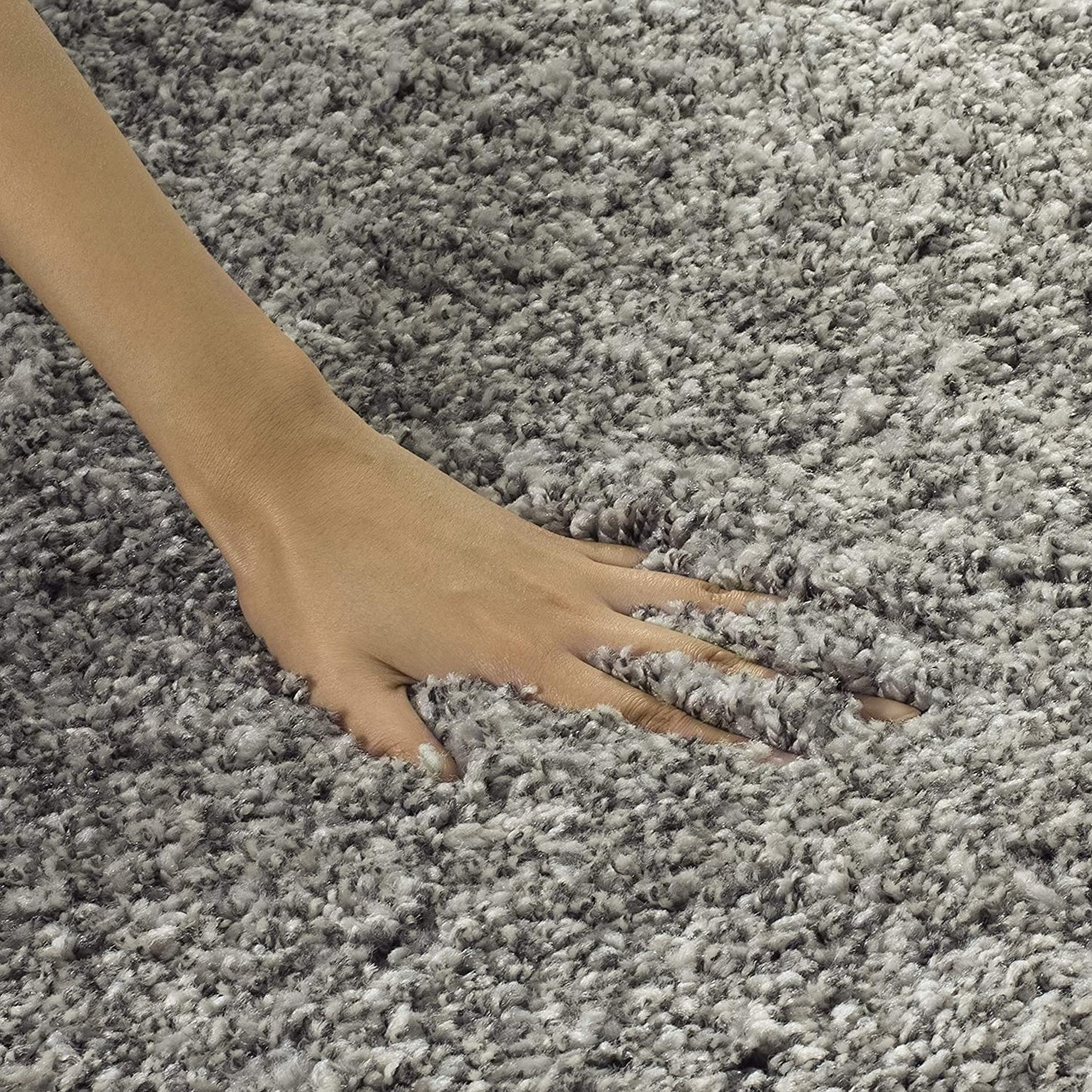 Silver Solid Microfiber Shaggy Rug