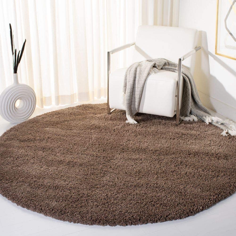 Taupe Solid Microfiber Shaggy Rug