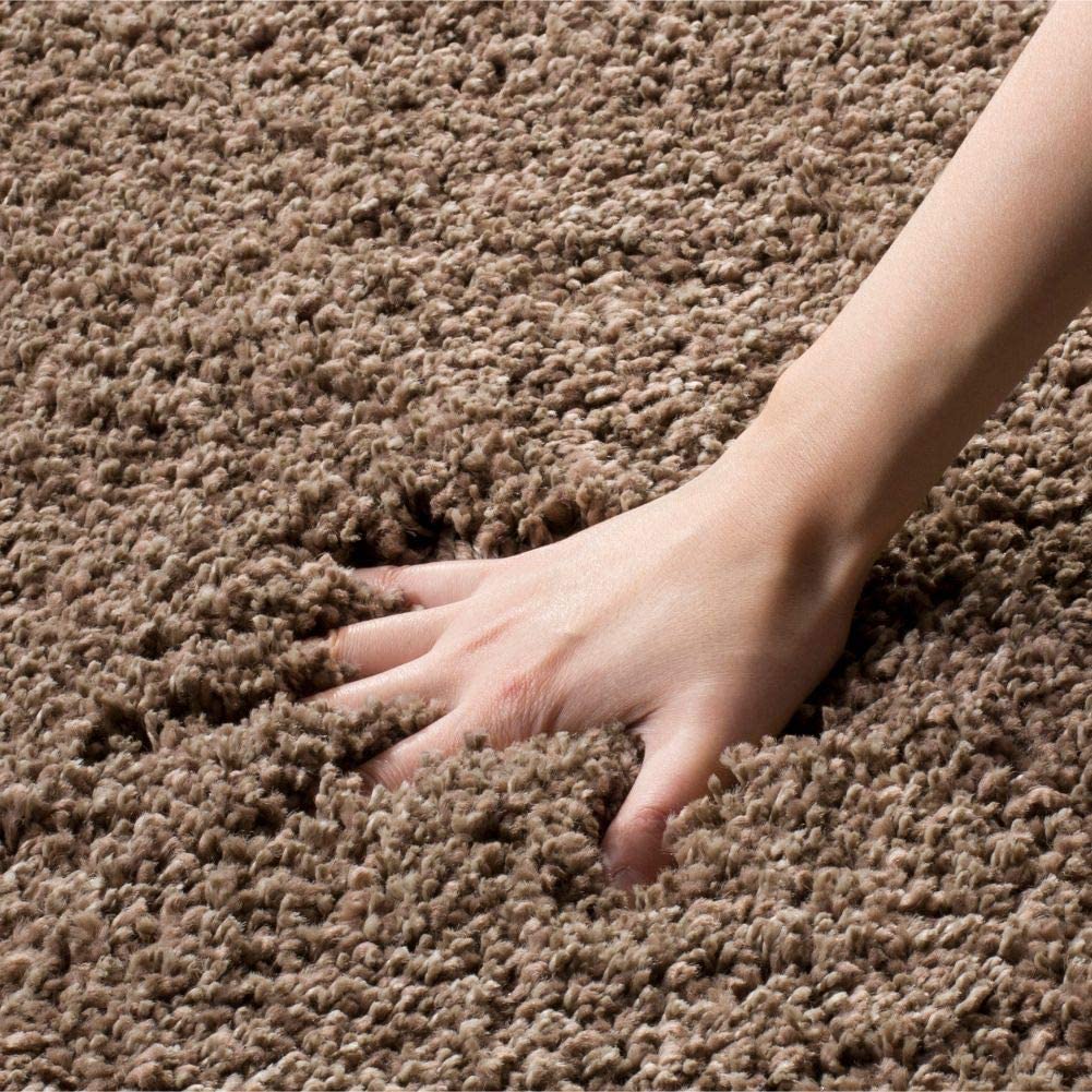 Taupe Solid Microfiber Shaggy Rug